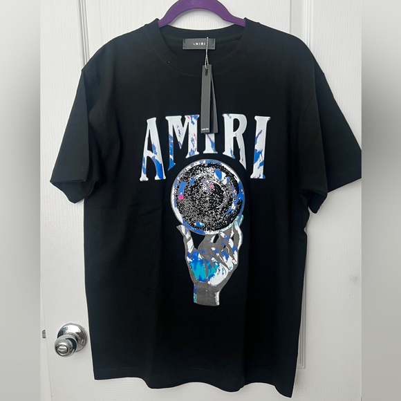 AMIRI Crystal ball print Black Cotton T Shirt Large - Picture 1 of 8